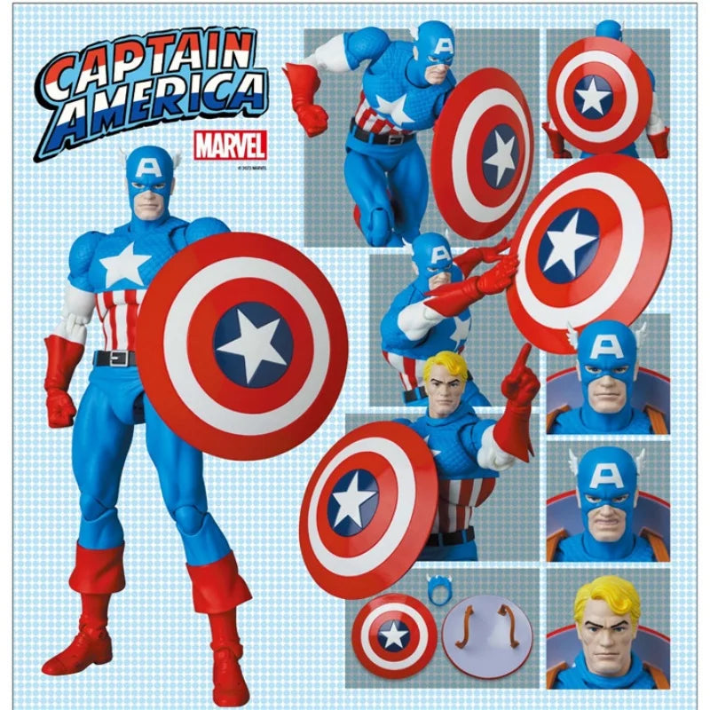 6 Inch Genuine MEDICOM TOY Marvel Captain America MAFEX Action Figure Articulated Collectible Model With Shield Toy