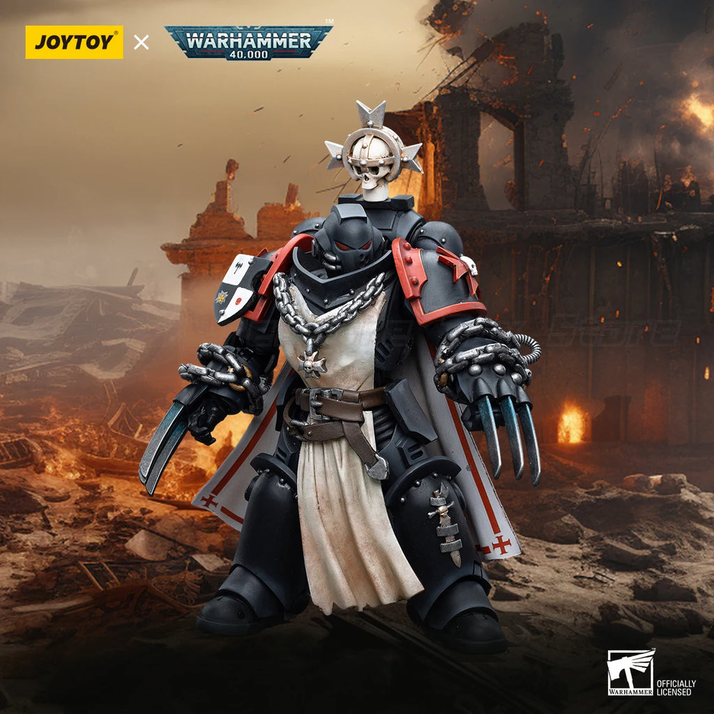 【In Stock】JOYTOY Warhammer 40K Black Templars Primaris Sword Brethren Alberic 1/18 Action Figure