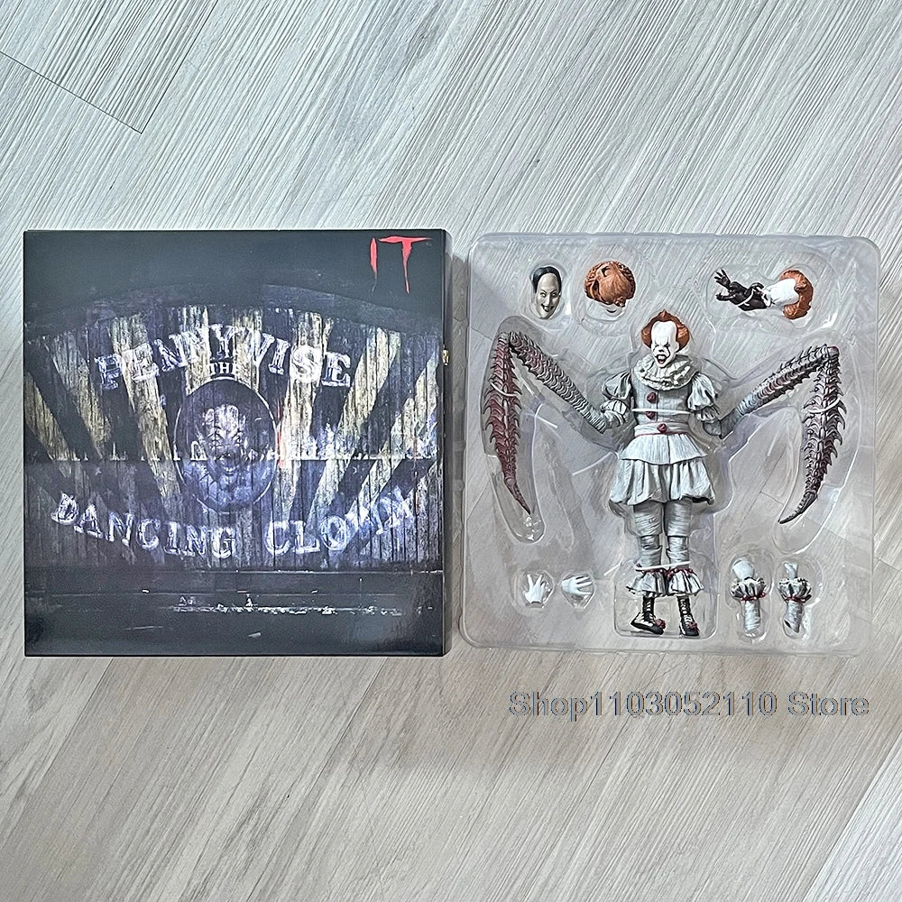 With LED NECA Pennywise Joker Figure Pennywise Joker Bill Toy Doll Horror Halloween Christmas Birthday Gifts In Stock