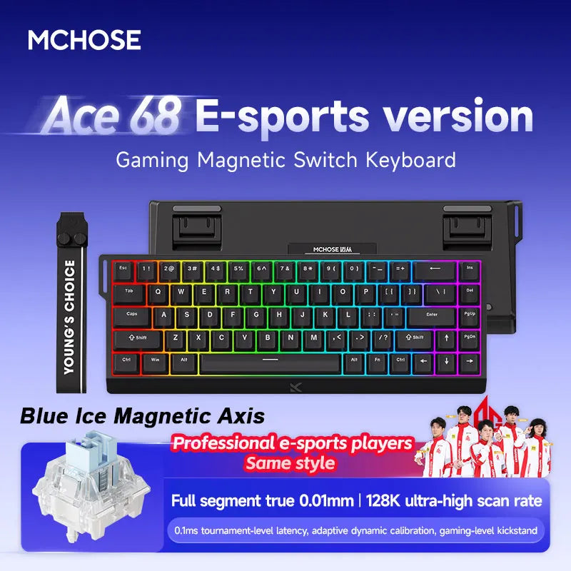 MCHOSE ACE60 Pro ACE68 Esports Wired Mechanical Keyboard Magnetic Switch Hot Swap Customized Gaming Keyboard Pc Gamer Accessorie