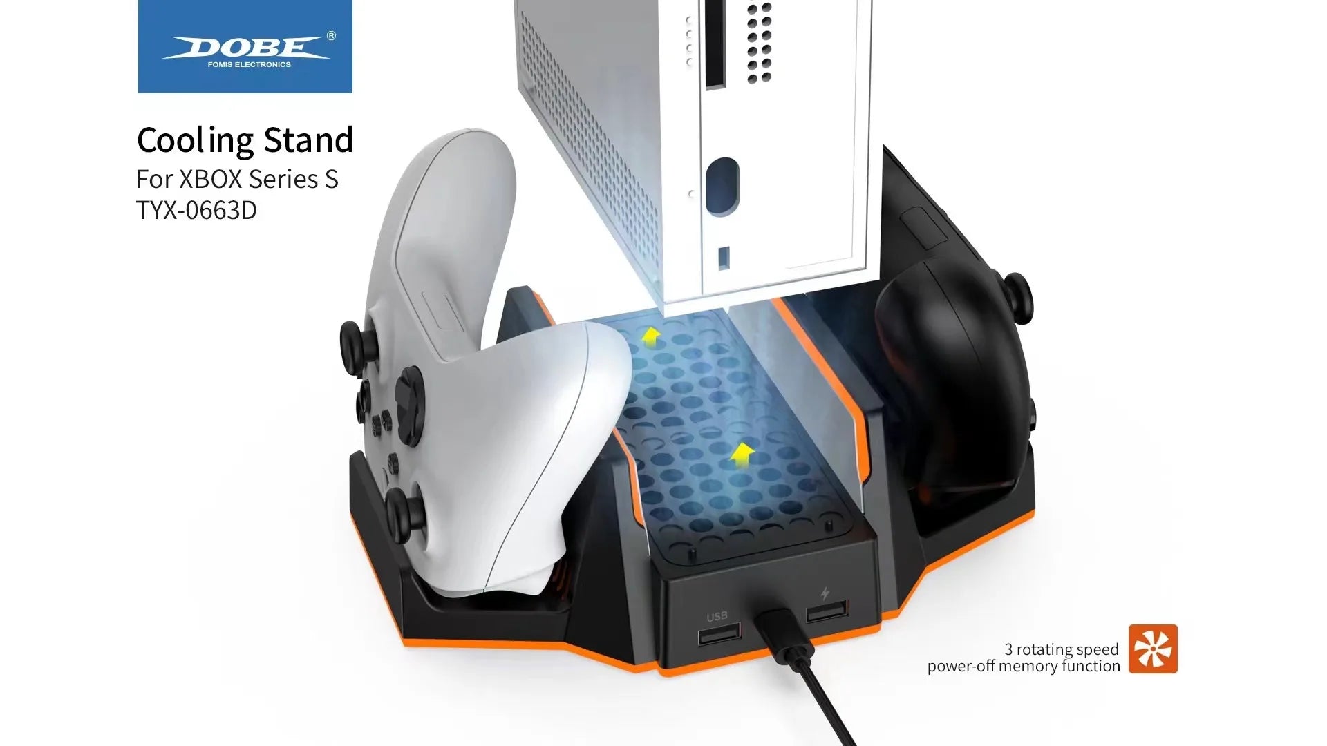Dobe für Xbox Series S RGB Vertikaler Lüfterständer mit Dual-Controller-Ladegerät Akkupack Ladedock Xbox SS TYX-0663D