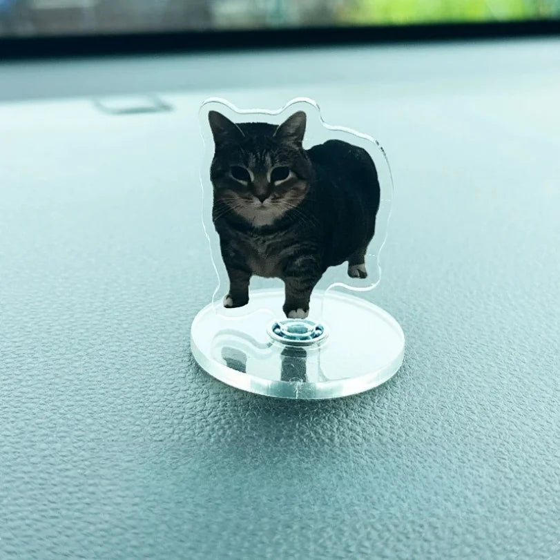 Cute Cat NEW Pattern Acrylic 360° Rotating Kitten Stands for Desk Decoration Home Decor Car Motorcycle Kids Adults Gifts