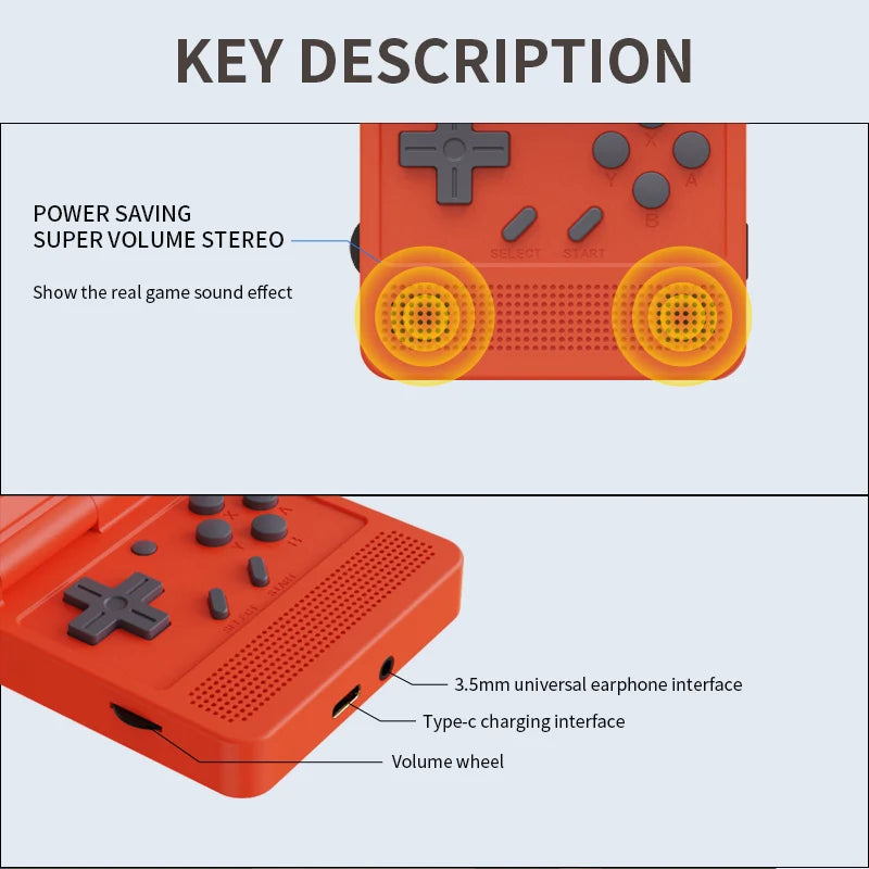 POWKIDDY v90 3-Inch IPS Screen Flip Handheld Console Dual Open System Game Console 16 Simulators Retro PS1 Kids Gift 3D New Game