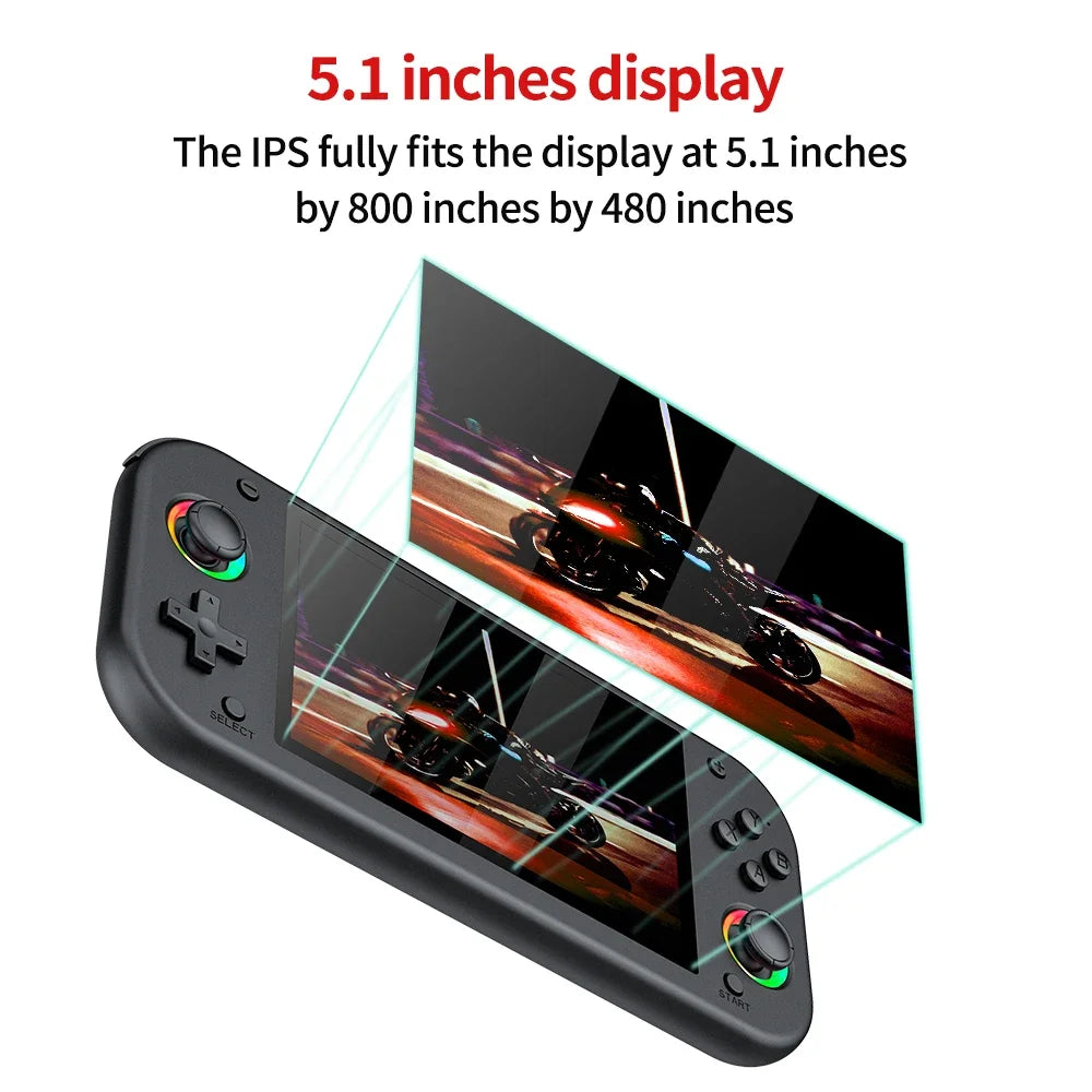 M26 Open Source 256G Handheld Video Game Console with 5.0 Inch IPS Screen 3000mAh Linux System Portable Pocket Player Games