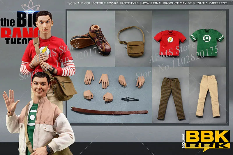 Original BBK006 1/6 Scale Male Soldier Sheldon Lee Cooper Jim Parsons 12'' Full Set Action Figures Model Toys For Fans Gift