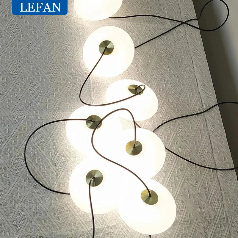 Modern Led staircase chandelier living room hanging light designer Villa duplex building  oval string attic pendant lighting