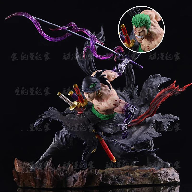 25cm Anime One Piece Zoro Figures Bloodbath Roronoa Zoro Action Figures Double Headed PVC Model Collection Toys Decoration Gifts