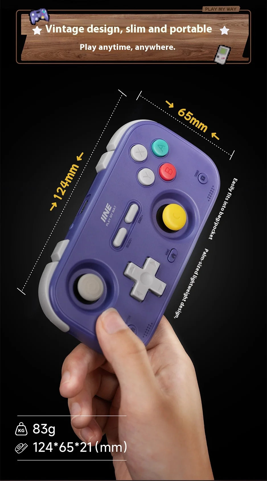 IINE Retro Card Game Controller Portable Switch2 mini handle Hall Joysticks 1000Hz Recessed Joystick Designed Customizable Gifts