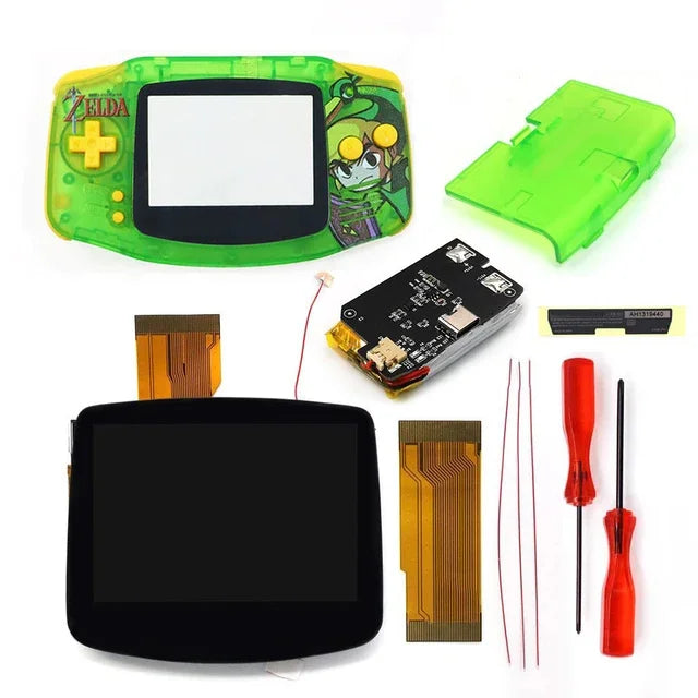 Hispeedido TYPE-C 1800 mah Battery Drop in 3.0" V5 Laminated LCD display For GBA IPS highlight screen  w/ UV housing Shell