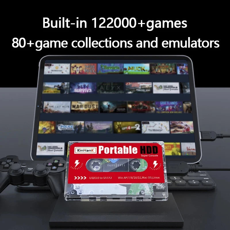 KINHANK Super Console X 2T Gaming HDD Batocera 39 mit 120000 Spielen für PS3/PS2/PS1/N64/MAME/DC Kompatibel mit Windows7/8/10/11