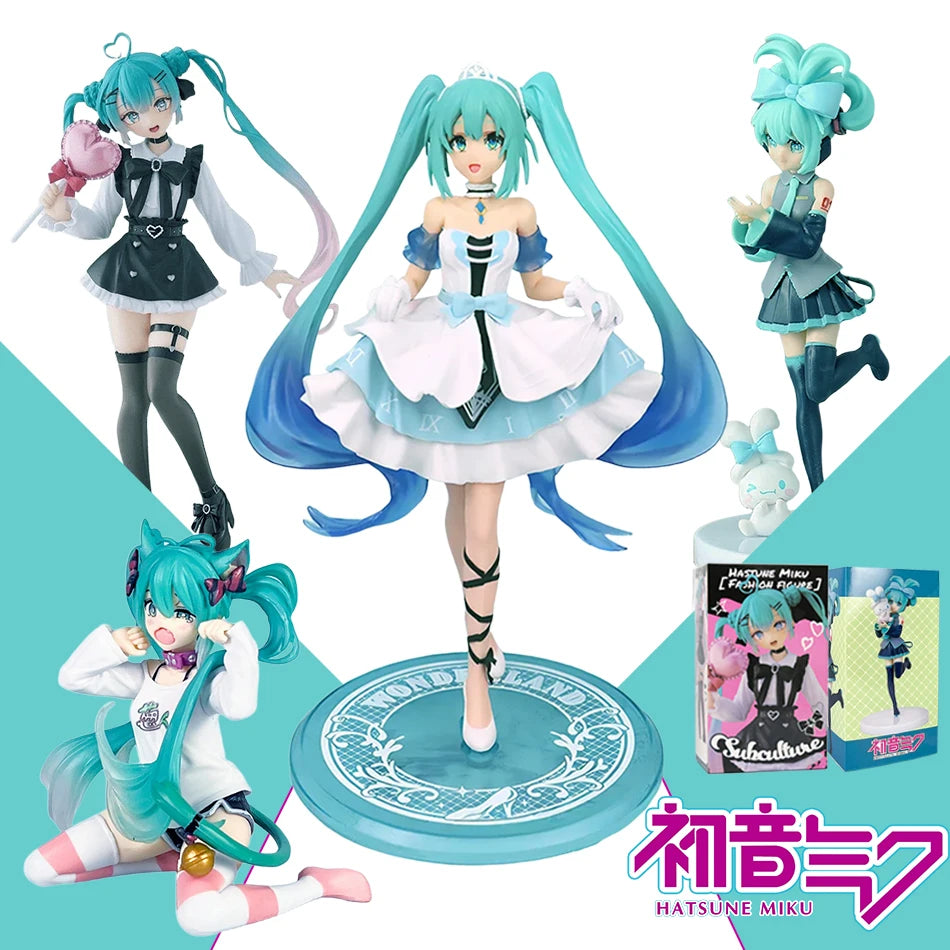 11-20CM Hatsune Miku X Cinnamoroll Figure Anime Collectible Models Decorative Decorations Children Birthday Christmas Kawaii Gif