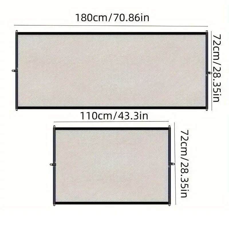 Heavy Duty Dog Barrier Fence with Hooks Insulated Net Foldable Breathable Mesh Mirror Door Pet Security Gate for Indoor Outdoor