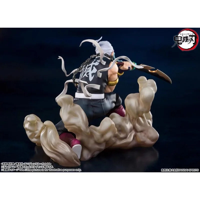 Demon Slayer Figurine Musui Tengen Column Loudspeaker Dual Blade Combat Posture Action Figure Desktop Computer Case Decoration