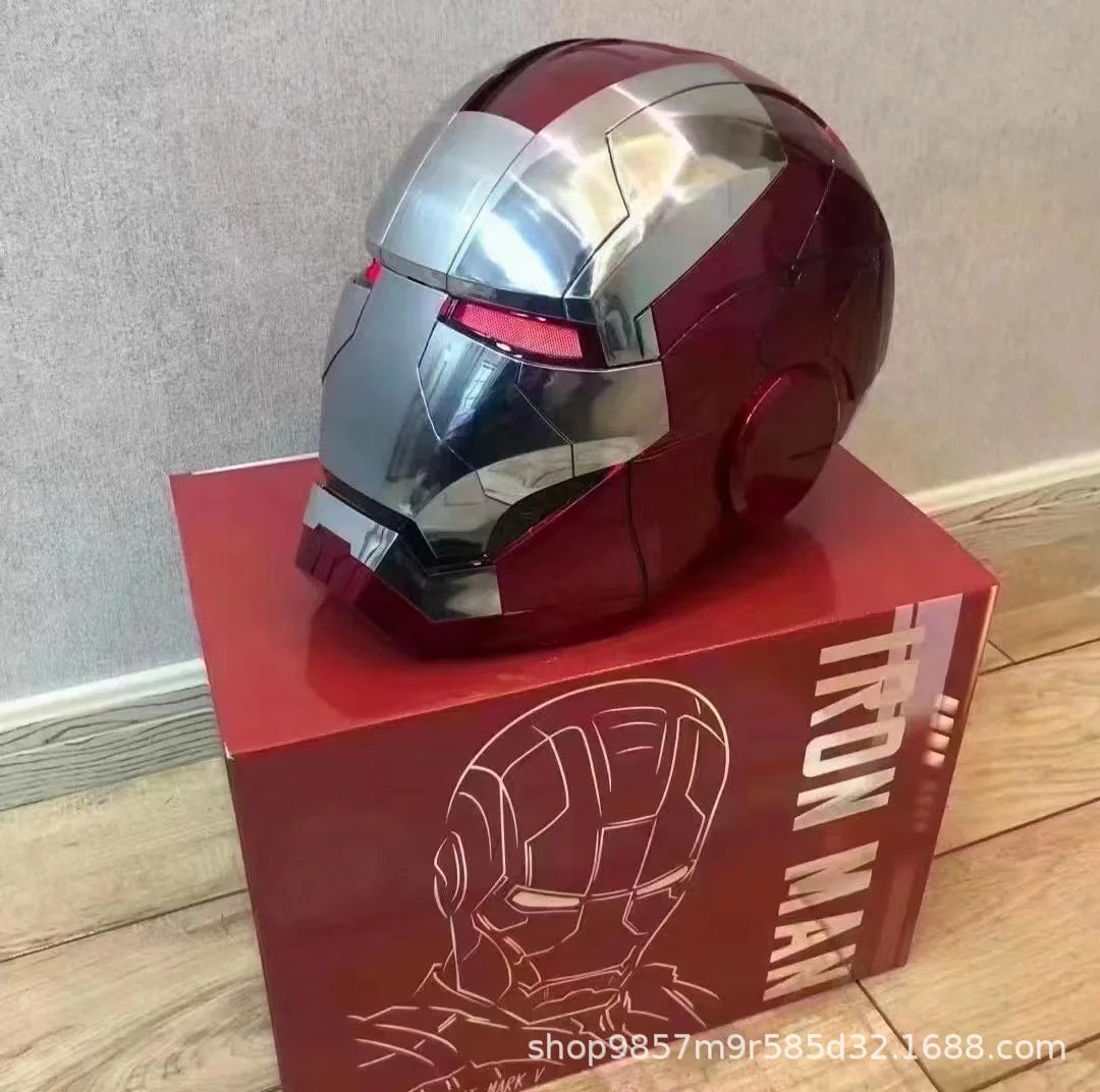 Iron Man Animationsfigur Helm Jarvis 1:1 Sammlungsstufe Mk5 Helm Intelligente Sprachsteuerung zum Öffnen und Schließen des Helms