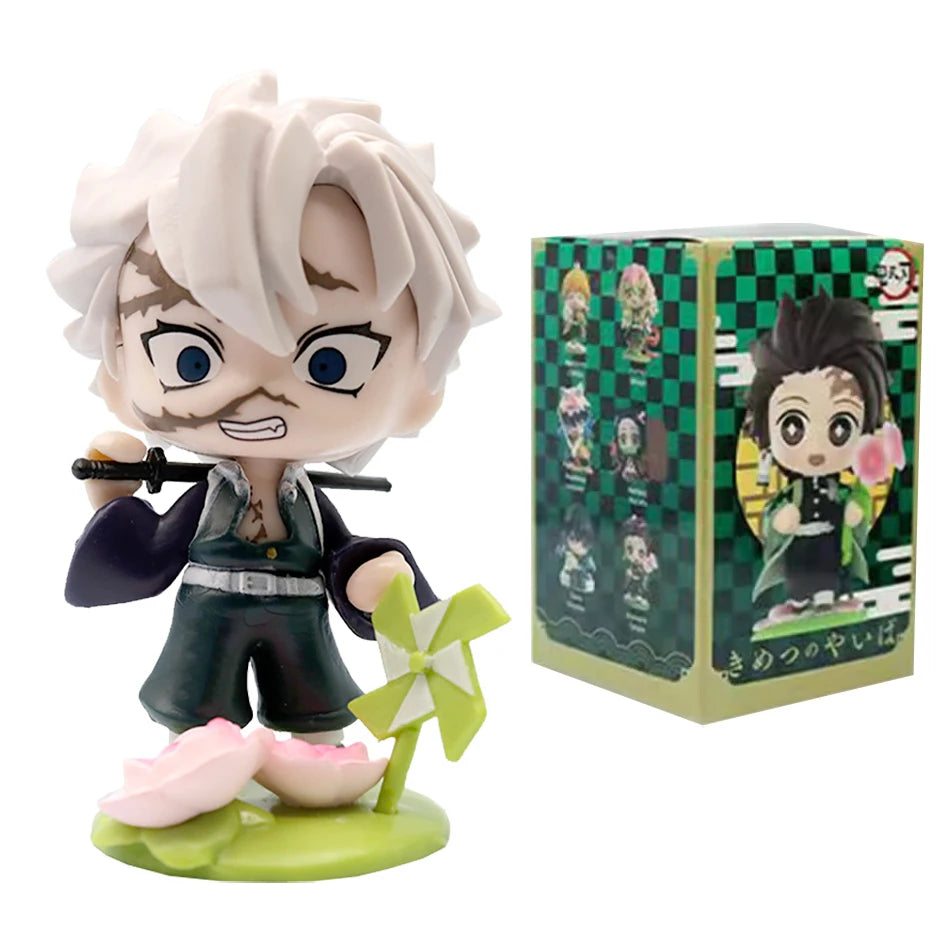 Anime 6Pcs/Set Q Version Demon Slayer Figurine  Boxed Model Ornament Accessory Cartoon Movability Kits Mascot Kid Toy Gift