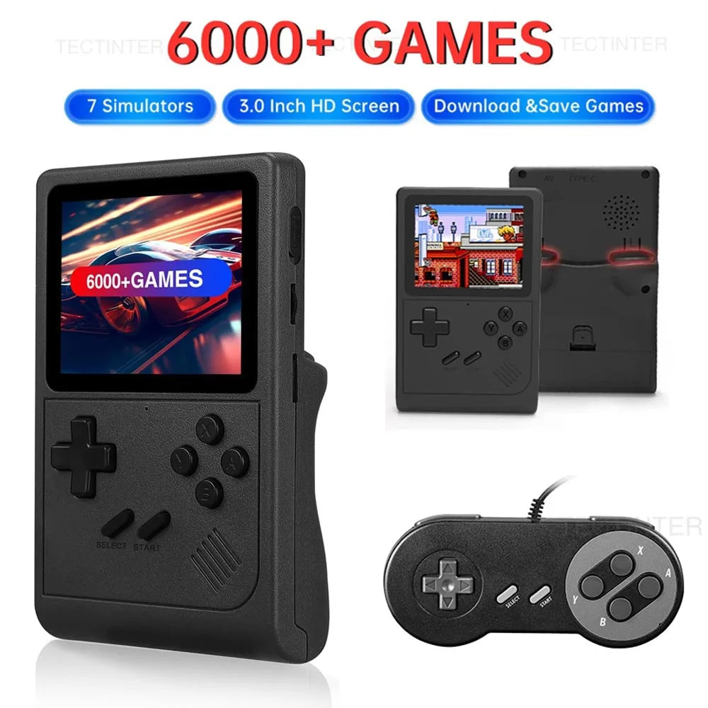 GB300 Portable Handheld Game Player 3.0 inch Screen Video Game Console Built-in 6000 Games Support AV Output for SFC/GBA