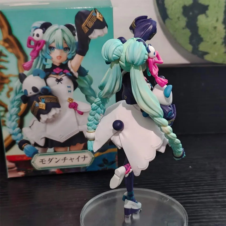 18CM Anime Hatsune Miku Figure National Style Fashion Panda MODERNCHINA Model Toy Gift Collection Action Figure PVC