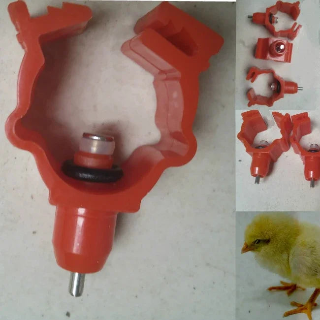 100Pcs/bag Cute Chicken Nipple Water Drinker Poultry Feeder Drinkers Waterer Duck Hen Watering Cups Pet Feeding Tools