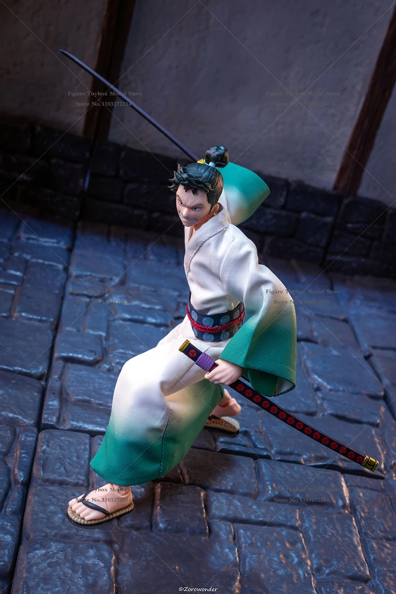 1/12 Shimotsuki Ryuma Soldier Final Battling Green Mini Long Robe Toys Clothes Accessory For Anime One Piece 6" Shf Figure Cos
