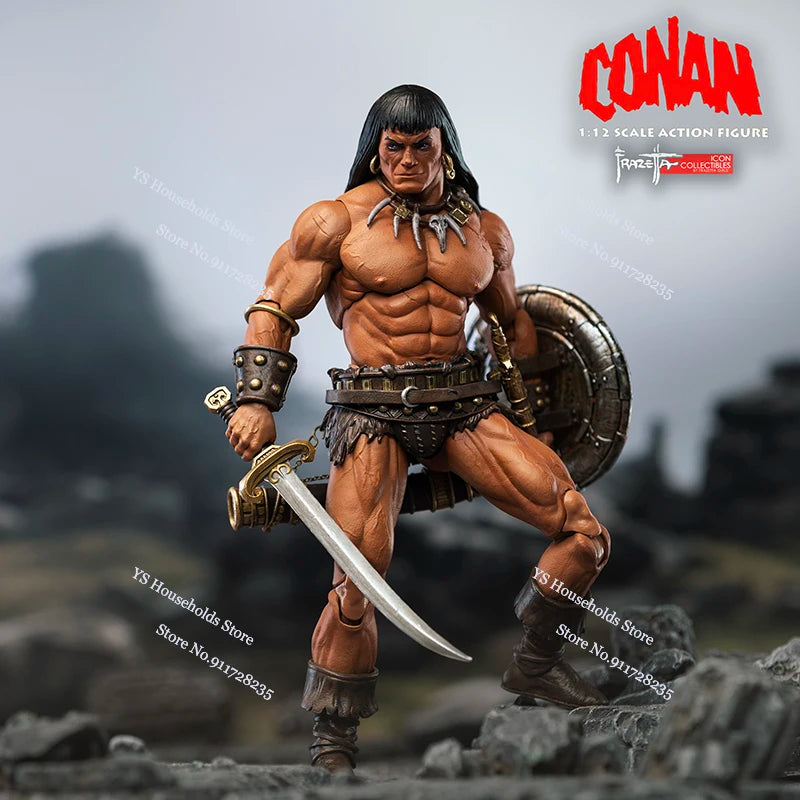 Frazettagirl 1/12 Collectible Destroyer Conan Warrior Action Figure Different Helmet Sword Model Design 6" Full Set Male Soldier