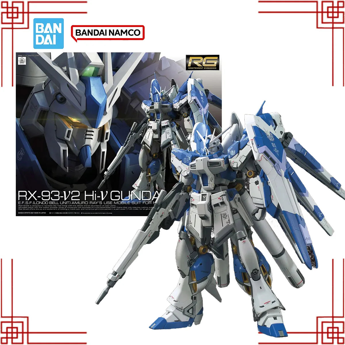 Bandai RG 1/144 RX-93-V2 Hi-V Gundam Model Kit HI-v Action Figure Mobile Suit Gundam Collectibles Toys For Boys Birthday Gift