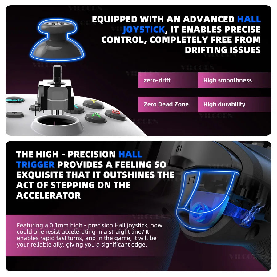 G6 Bluetooth-Compatible Game Controller For IOS/Android Gamepad For PC Hall rocker Six-axis Dual Vibration Joystick For Switch