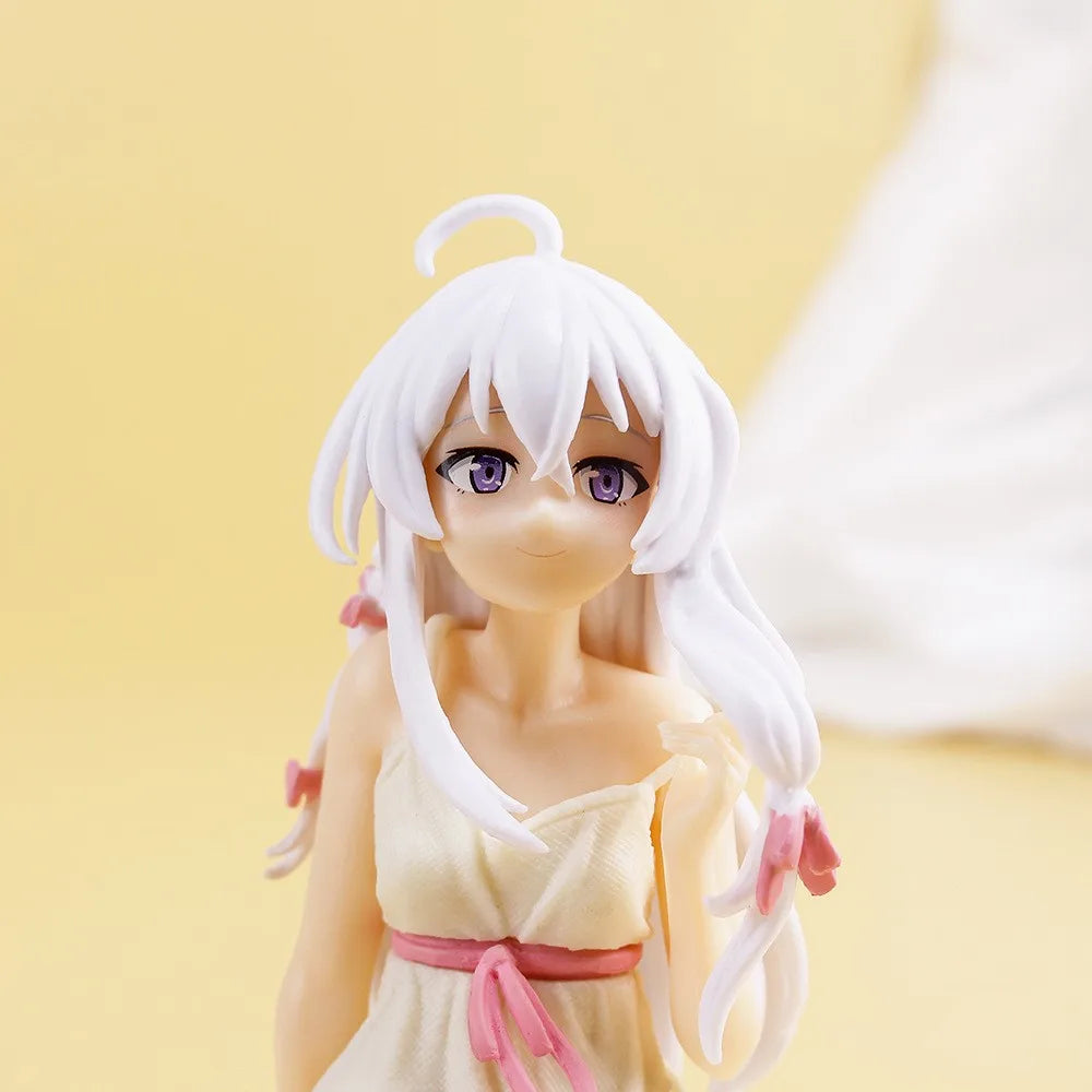 New Anime Wandering Witch: The Journey Elaina Figure PVC Pajama sitting posture Model Toys Computer central control pendant