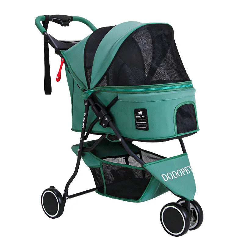 20kg Heavy-Duty Pet Stroller for Dogs/Cats - Foldable Lightweight Carrier with Breathable Mesh & All-Terrain Wheels