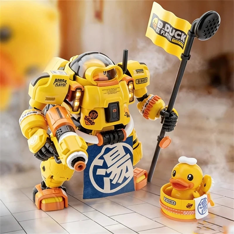 B.Duck & SPA Duck Easy Assembly Mecha Model Kit Magnetic Control LED Action Figures With Water Decals Cute Mecha Toy Decor Gifts