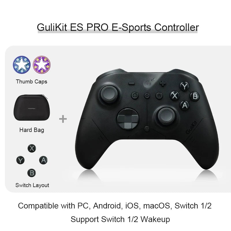 GuliKit ES Pro E-sports Controller for Nintendo Switch 1/2 Wireless Gamepad with TMR Joystick for PC Windows Android iOS macOS