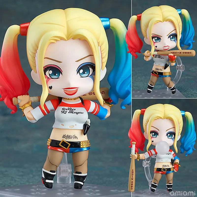 10cm Anime Harley Quinn The Joker Joints Can Move Replaceable Q Version Action Figures PVC Model Statue Desk Decoration Toy Gift