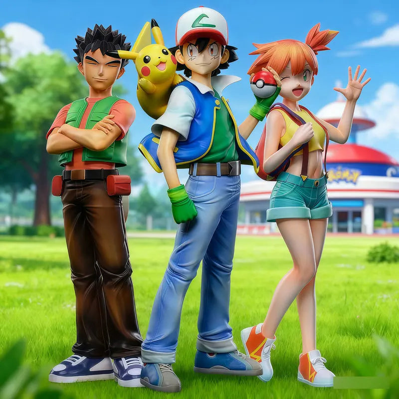 Ash Misty Brock Ash&amp;Misty&amp; Brock Offizielles Statuenset, limitierte Auflage, Anime-Figur, Sammlermodell, Geschenk für Fans