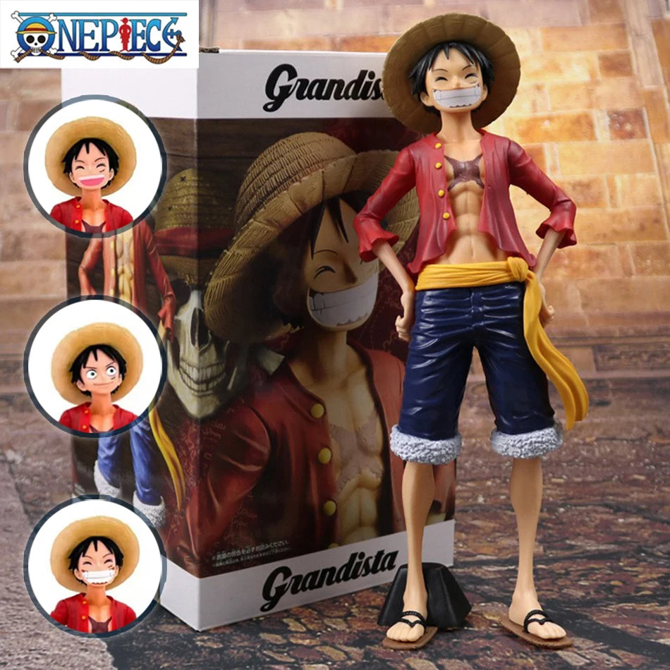28 см One Piece Monkey D Luffy Аниме Фигурка Играчки Уверен Smiley Luffy Три Форми Лице Сменящо Екшън Фигурка PVC Модел Кукли
