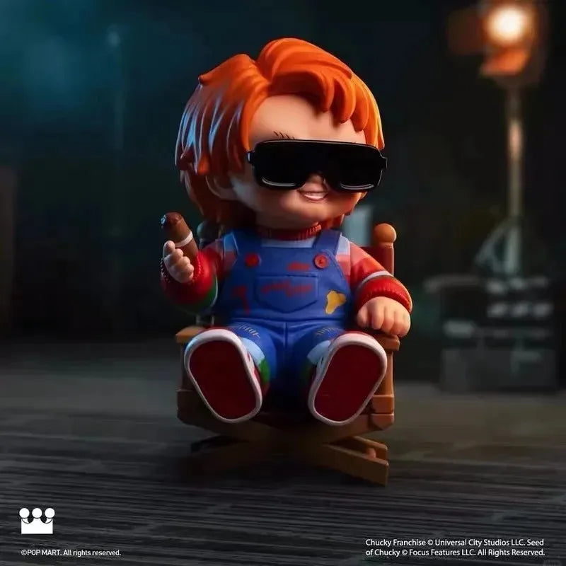 POPMART Halloween Chucky Ghost Kid Reincarnation Series Blind Box Trendy Toy Anime Actionfigur Überraschungsgeschenk zum Geburtstag