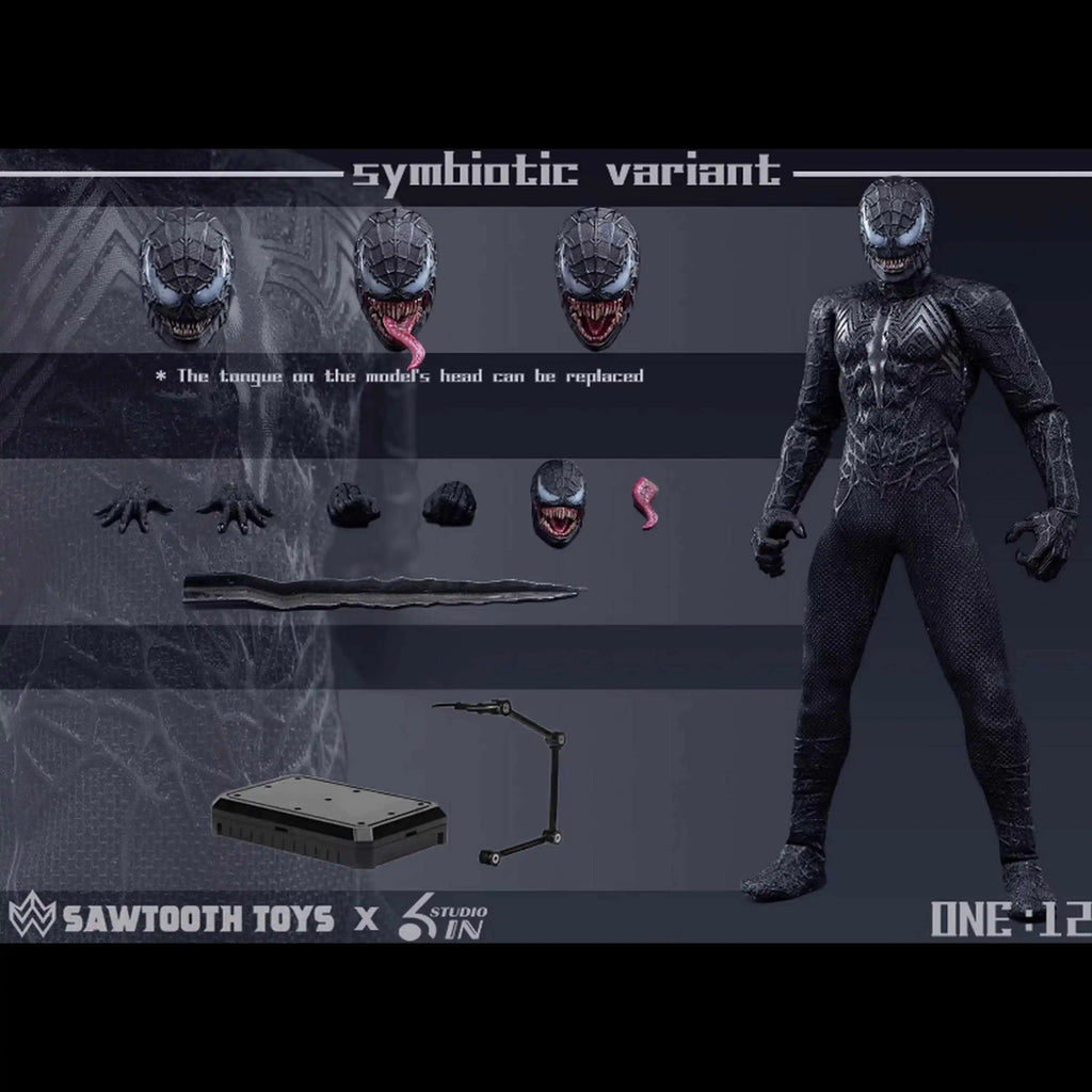 6in & Sawtooth Toys 1/12 Scale Venom Spider-Man Symbiotic Variant Action Figure Anime Peripheral Model Trendy Toys Desktop Doll