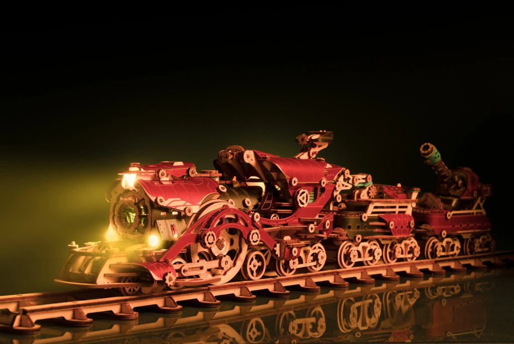 How Cat Fantasy Steampunk Train Building Blocks Diorama Model Kit DIY 3D Wooden Puzzle Wooden Birthday Gift Dollhouse Decoration
