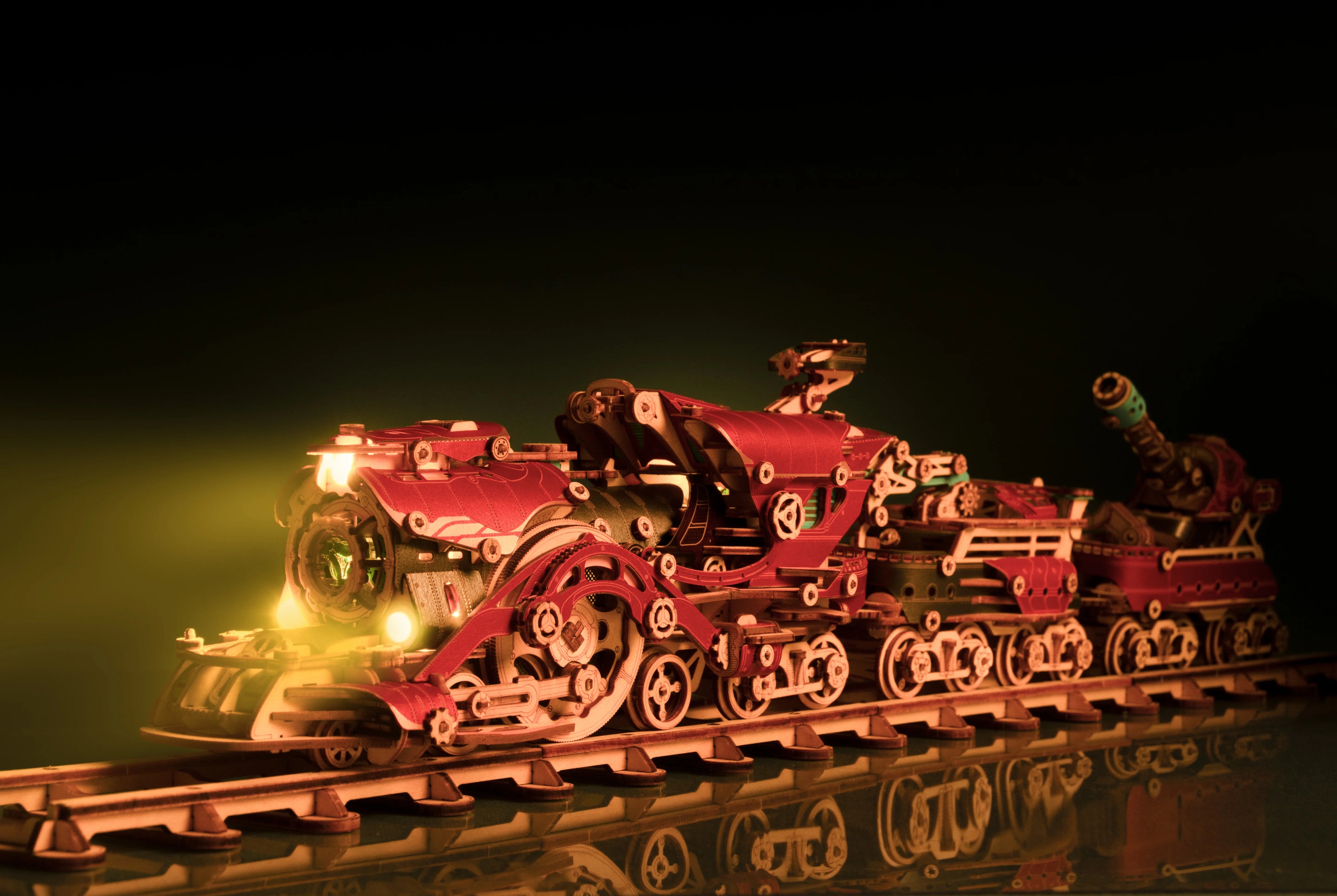How Cat Fantasy Steampunk Train Building Blocks Diorama Model Kit DIY 3D Wooden Puzzle Wooden Birthday Gift Dollhouse Decoration