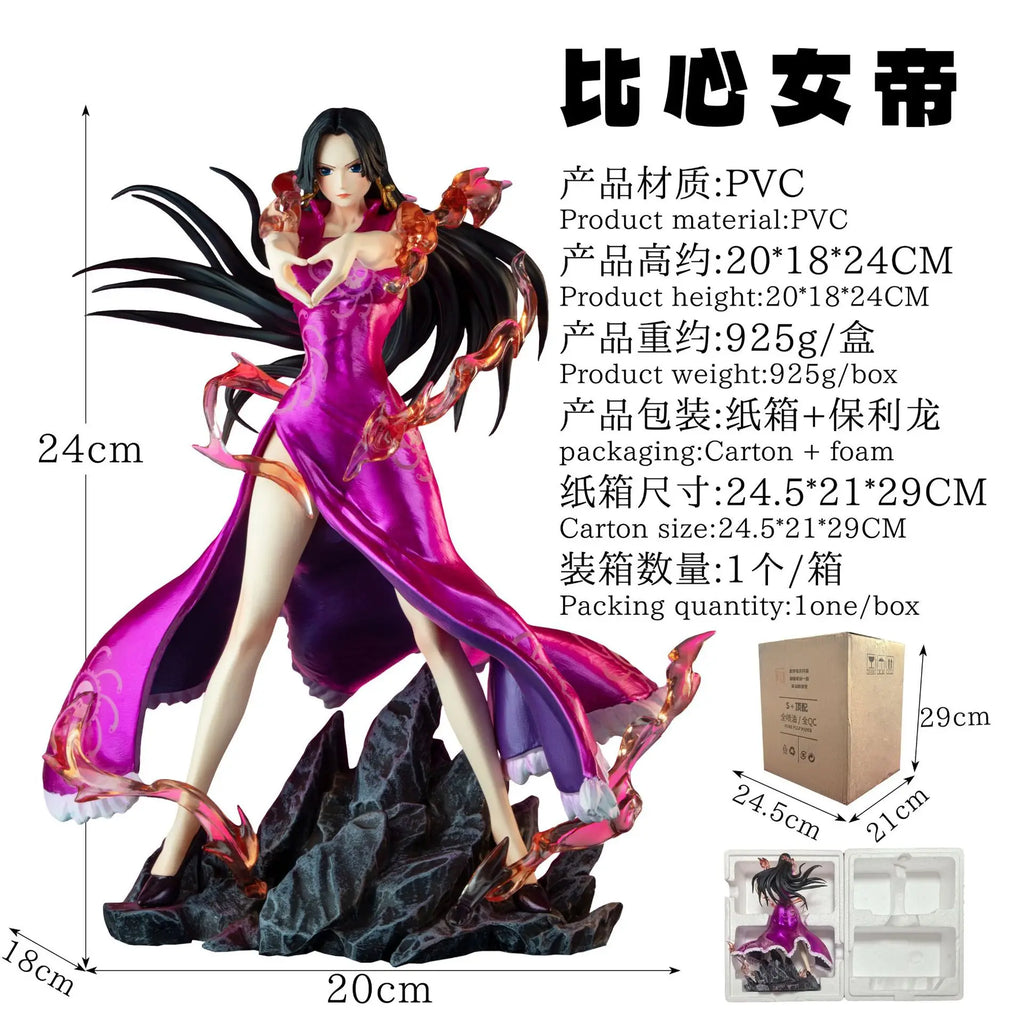 One Piece 24см Boa Hancock Аниме герой Модел GK Екшън фигурки Сърце Знак Статуя Периферна играчка Настолен орнамент Момче Подарък