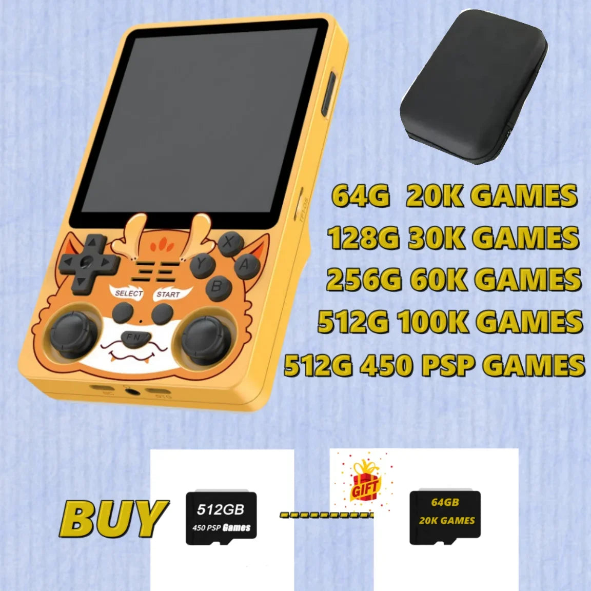 POWKIDDY RGB20SX Portable Handheld Game Console Retro Pocket 4.0 Inch Screen Linux OS Portable Video Players 512G PSP  Console