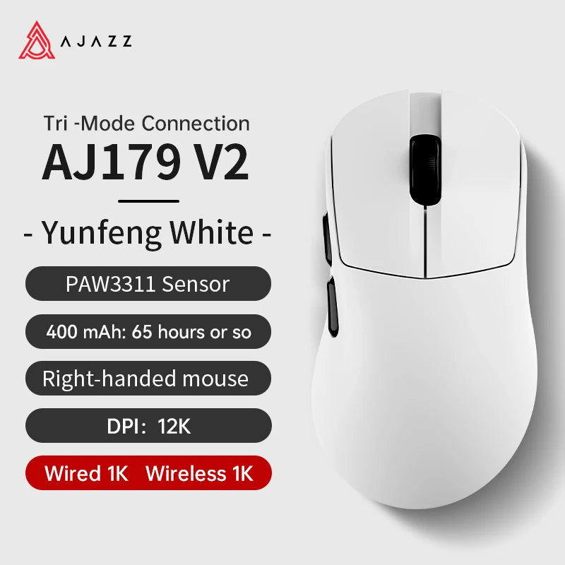 Ajazz AJ179 Apex PAW3950 Wireless Gaming Mouse with RGB Charging Dock, Computer Macro Mouse Gamer,Lightweight Ergonomic PC Mice