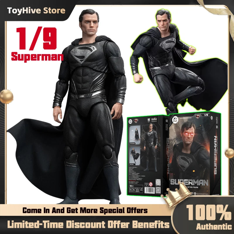 Original Fondjoy Black Superman 2.0 Figure Dc Zack Snyder'S Justice League Figures 1/9 Super Man Pvc Model Doll Joint Movable