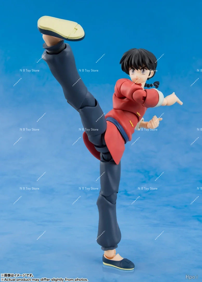 Original BANDAI S.H.Figuarts Saotome Ranma Shampoo Action Figures Toy Collection PVC Models Anime Ranma Nibun-no-Ichi Statuette