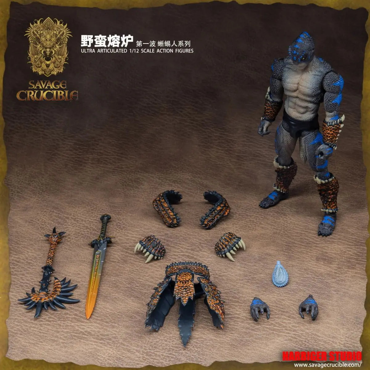 2024 New Sale 1/12  Pvc Savage Crucible Lizard Man Anime  Series Action Figures Models Desktop Decoration Gift For Boys