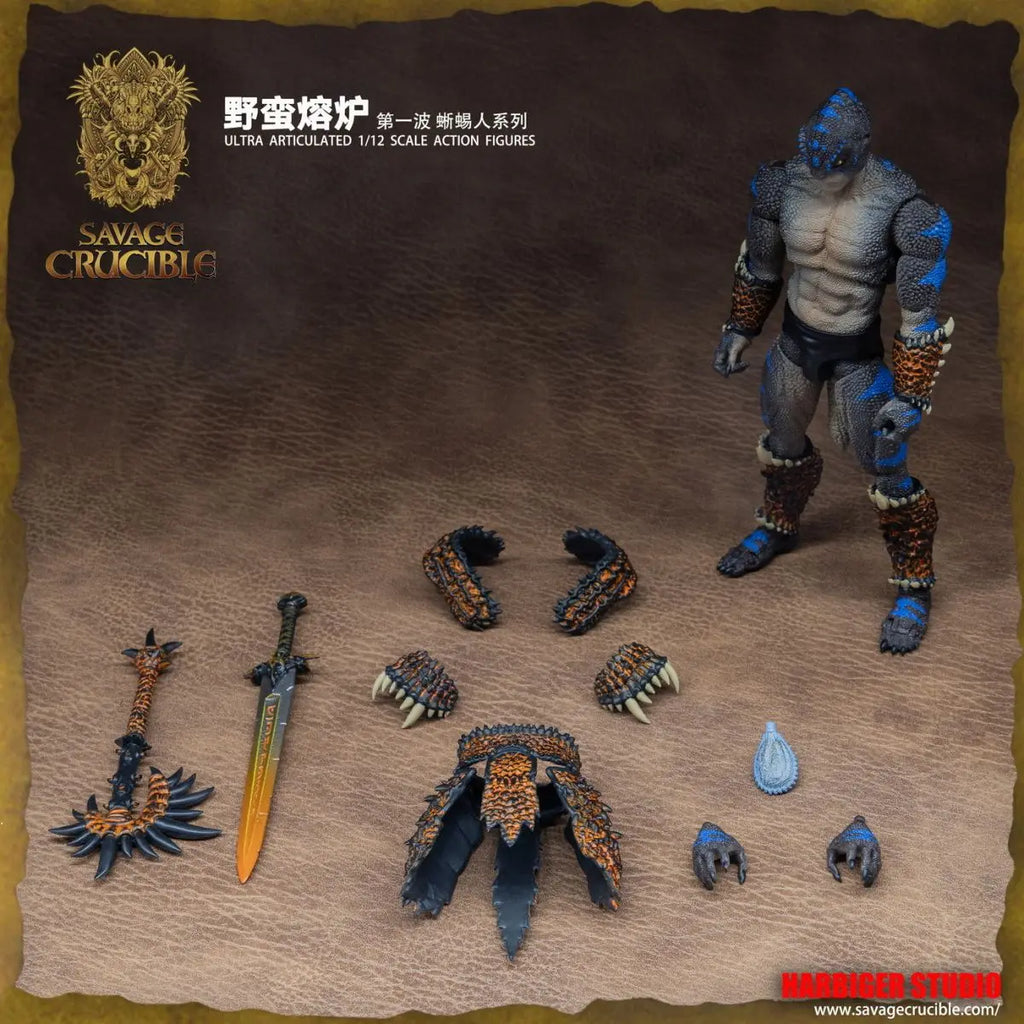 2024 Hot Sale 1/12  Pvc Savage Crucible Lizard Man Anime  Series Action Figures Models Desktop Decoration Gift For Boys