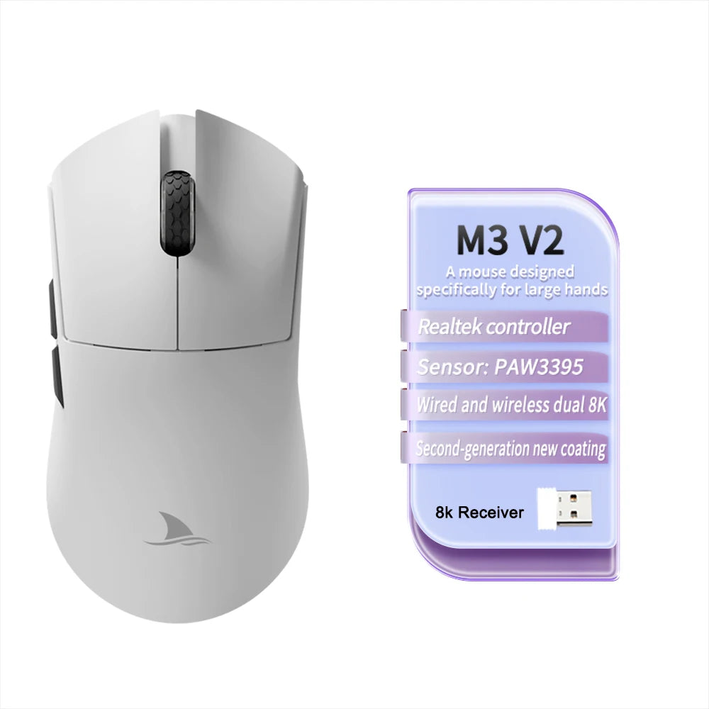 Motospeed Darmoshark M3 V2 Doppel 8K Gaming Maus Bluetooth Wireless 26K DPI PAW3395 Sensor Makro Spiel Maus Für Laptop PC