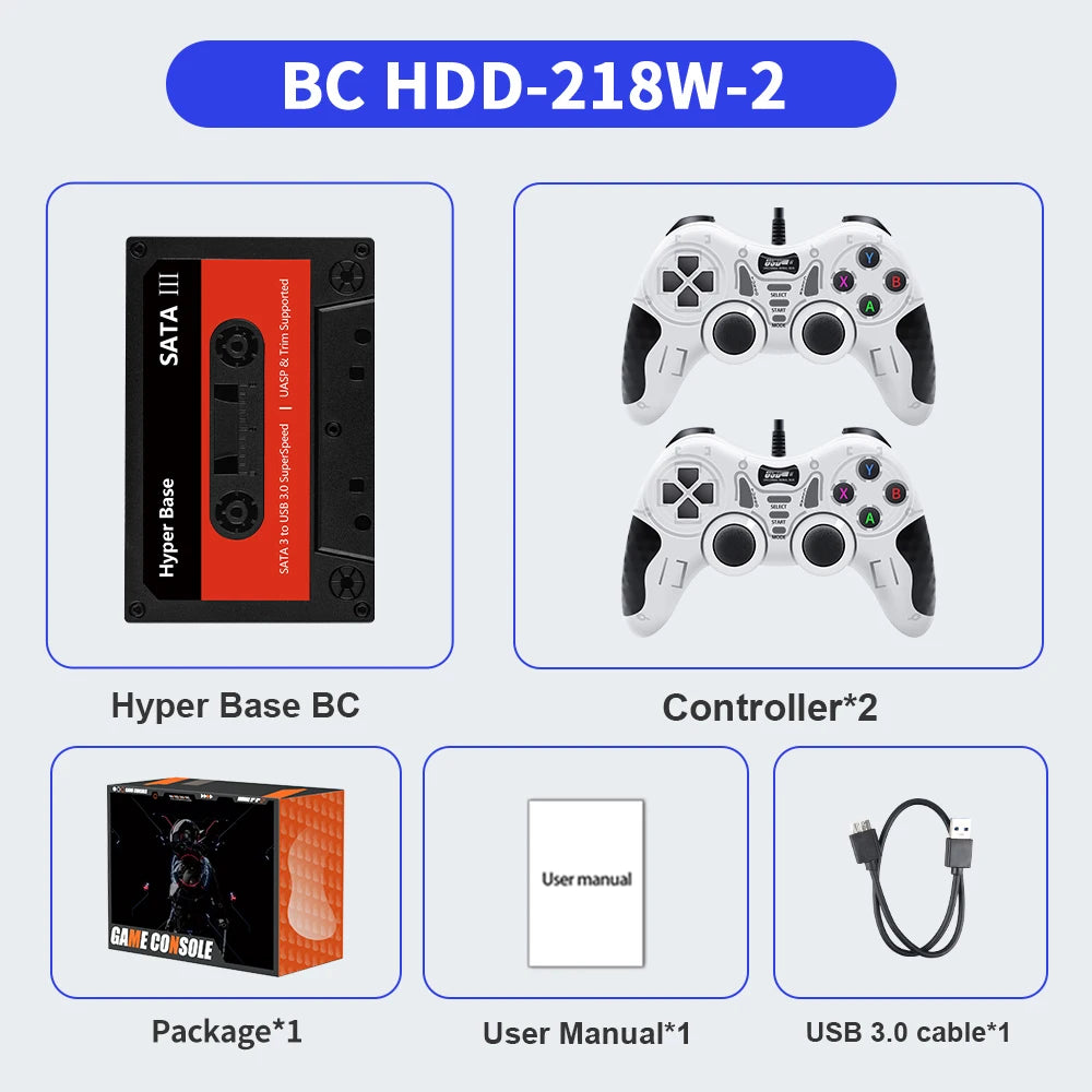 Portable External 2T HDD Batocera 35 Built in 52000+Games For PS3/PS2/Wii/WiiU/DC/N64/MAME/SS Game Console for Windows PC/Laplop
