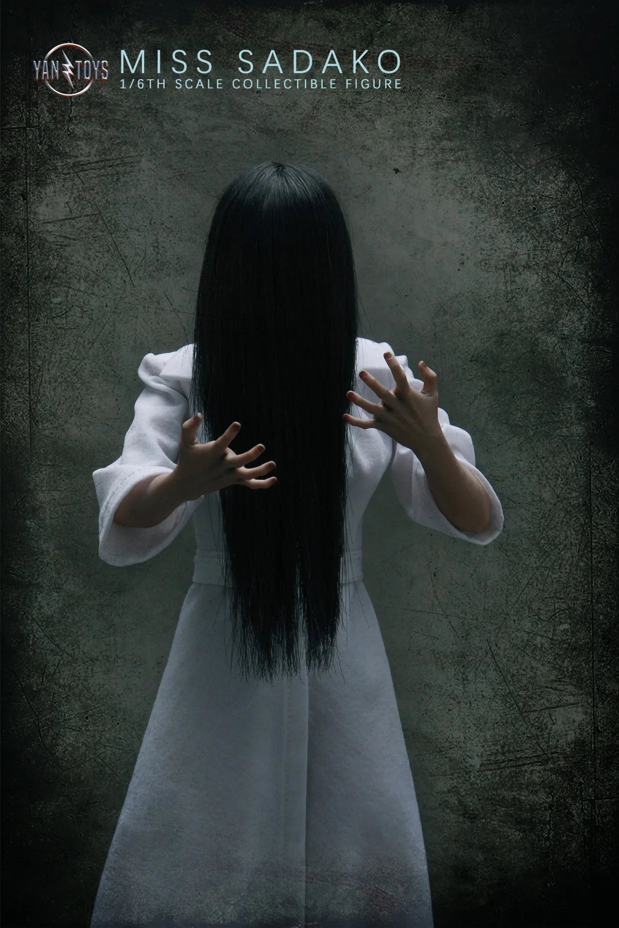 YANTOYS JR08 1/6Scale Long Haired Female Ghost Miss Sadako White Dress Cosplay Scene Full Set 12'' Action Figure Model Dolls Toy