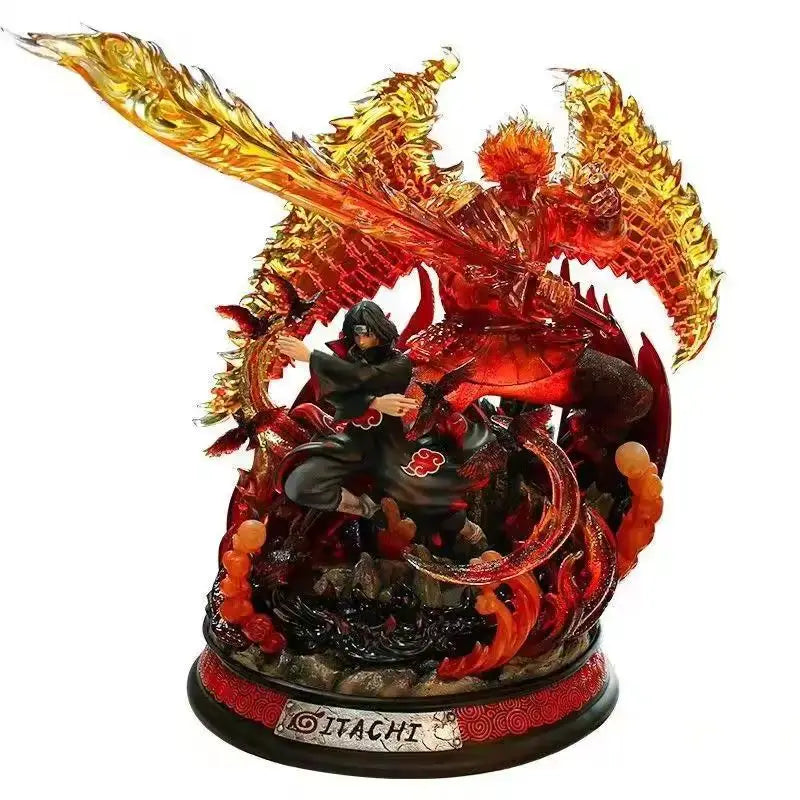 Gk Naruto Shippuden Anime 35 Cm Action Figure - Kurama Chakra Mode With Sasuke Itachi Statue Collection Toy Kyuubi Figma