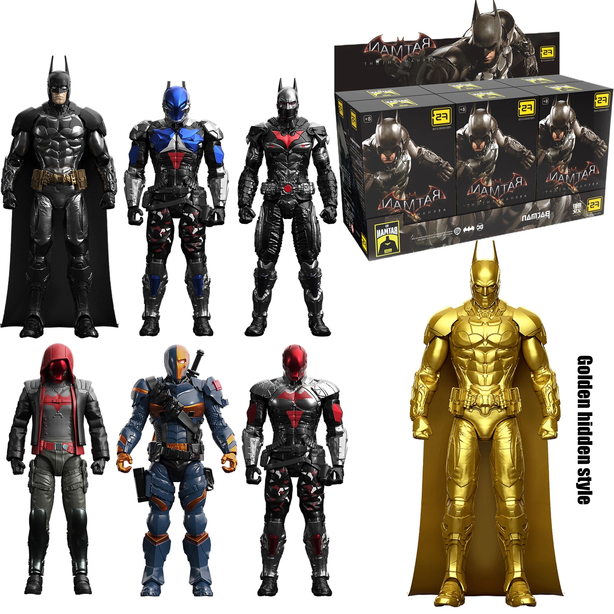 6PCS Batman Arkham Knight assembled Model Blind Box 7style 10cm Action figures Collection Hobby Model Ornaments Boys Toys Gifts