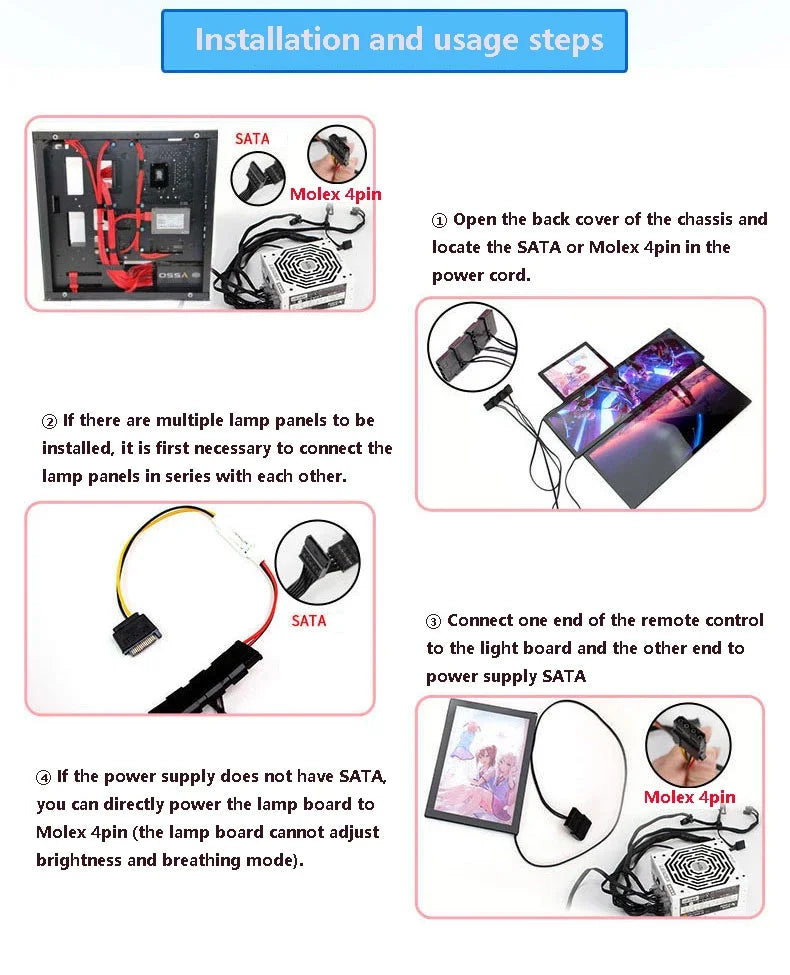 Custom PC Lighting Plate DIY Chassis Light Board MOD Case Panel For DIY personalized lighting decoration customization